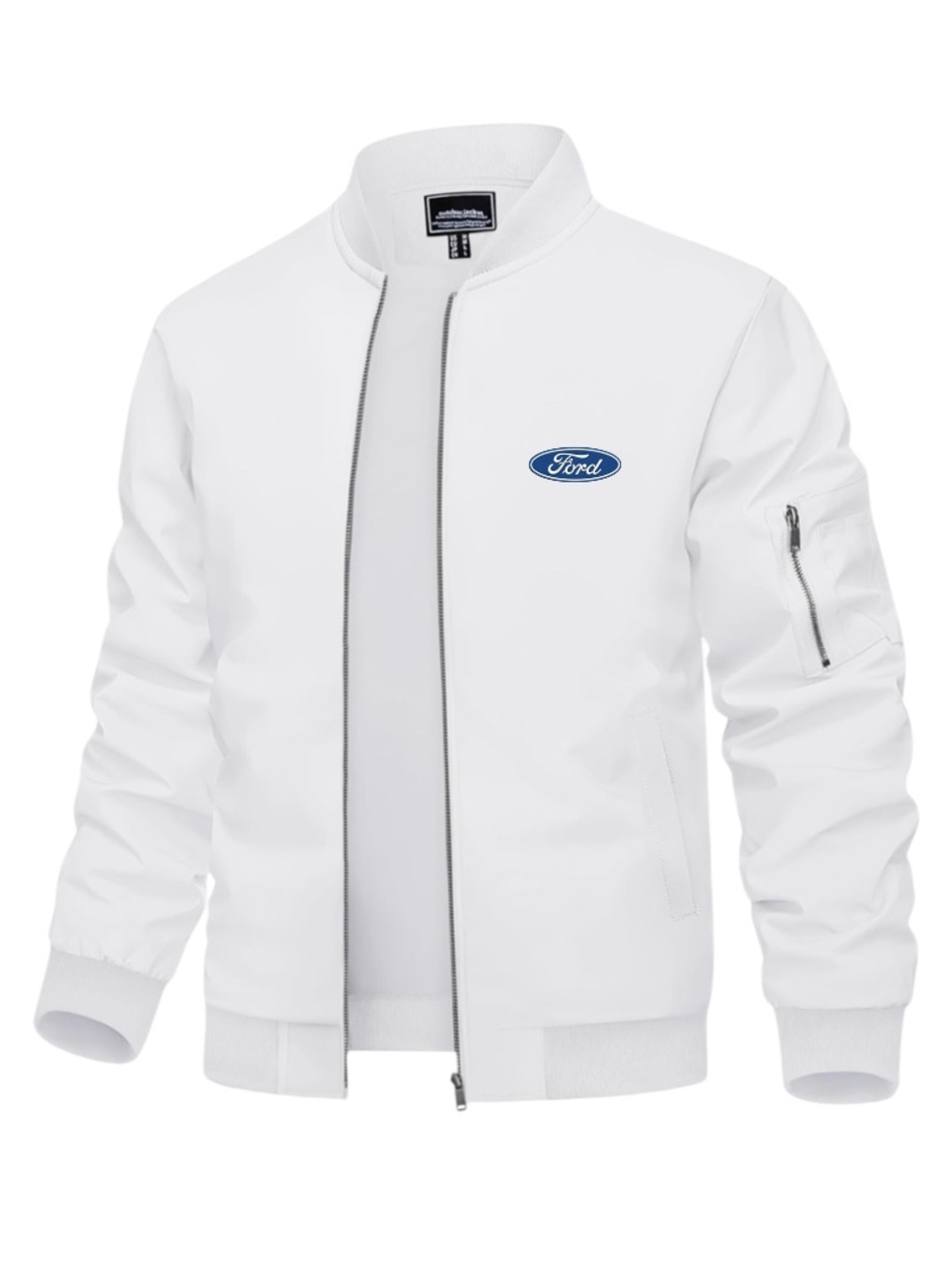 Men’s Ford Embroidered Lightweight Bomber Jacket White